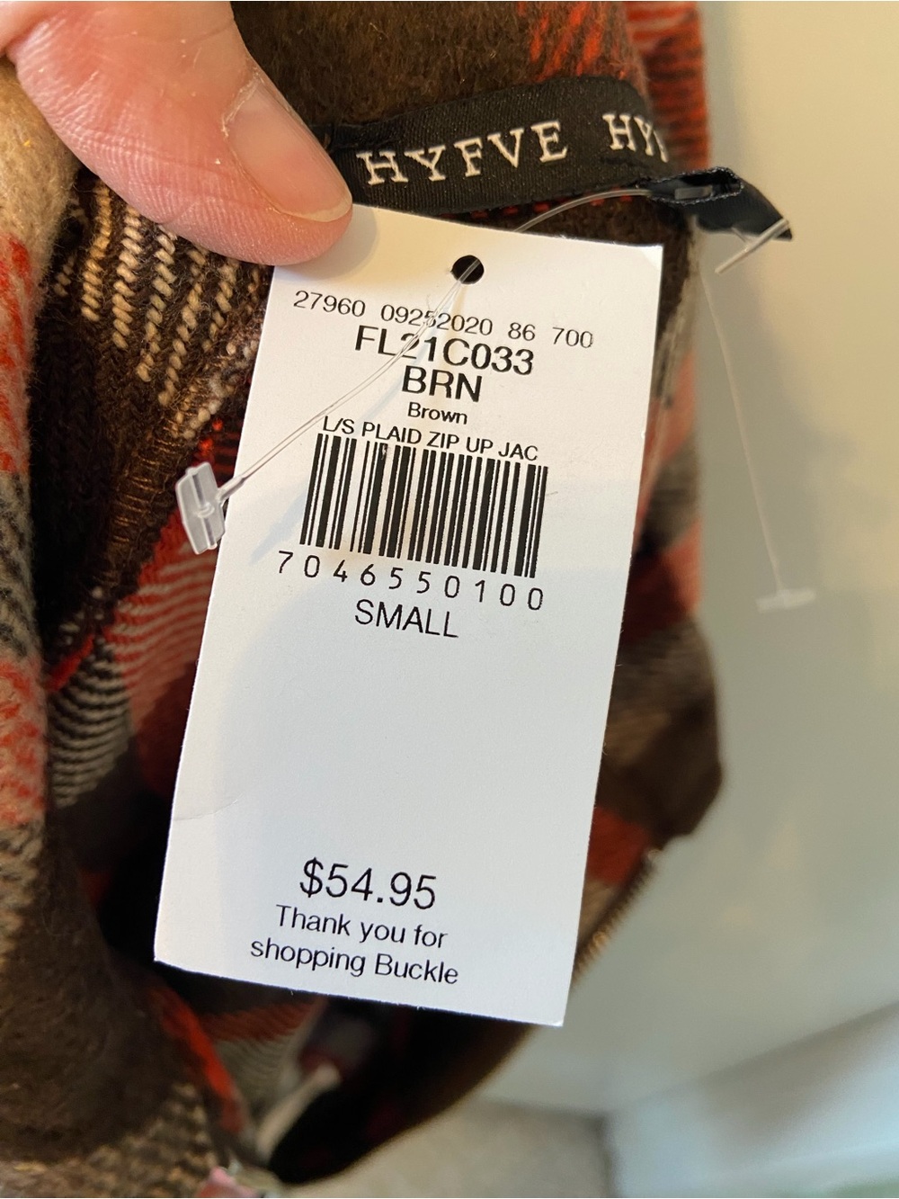 HYFVE Plaid Zip-Front Utility Jacket - Red, Brown & Cream - Picture 4 of 4
